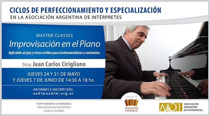 Master Classes “Improvisación en el Piano”. Aplicable al jazz y otros estilos para instrumentista y cantantes.