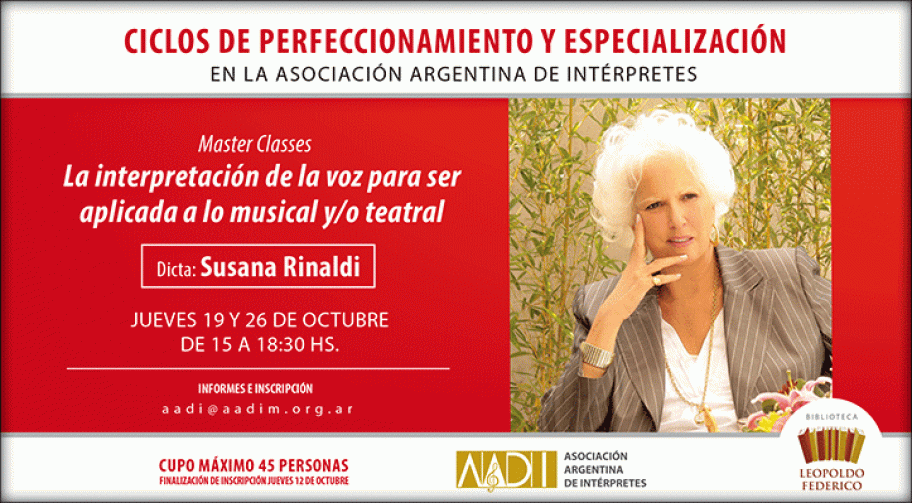 Master Classes “La Interpretación de la Voz para ser Aplicada a lo Musical y/o Teatral”