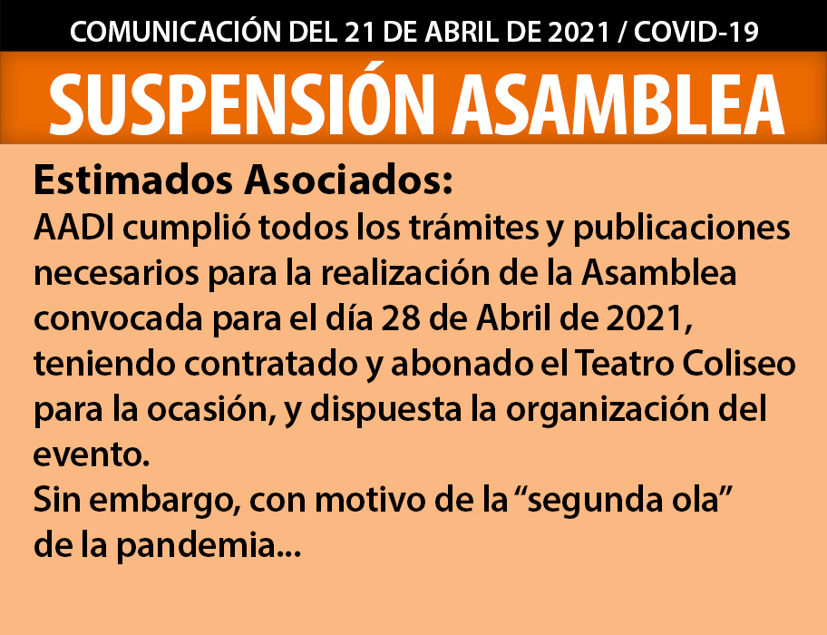 SUSPENSIÓN ASAMBLEA GENERAL ORDINARIA